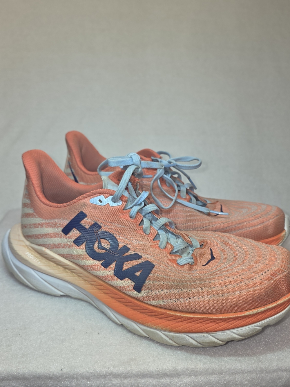 HOKA  Mach X Women's Running Shoes in Orange with Light Blue Laces